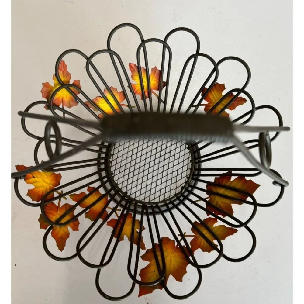 Decorative Metal Basket Fall‎ Leaf Design Black Wire Leaves
